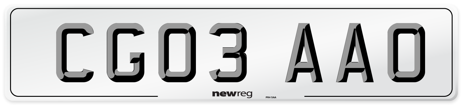 CG03 AAO Number Plate from New Reg